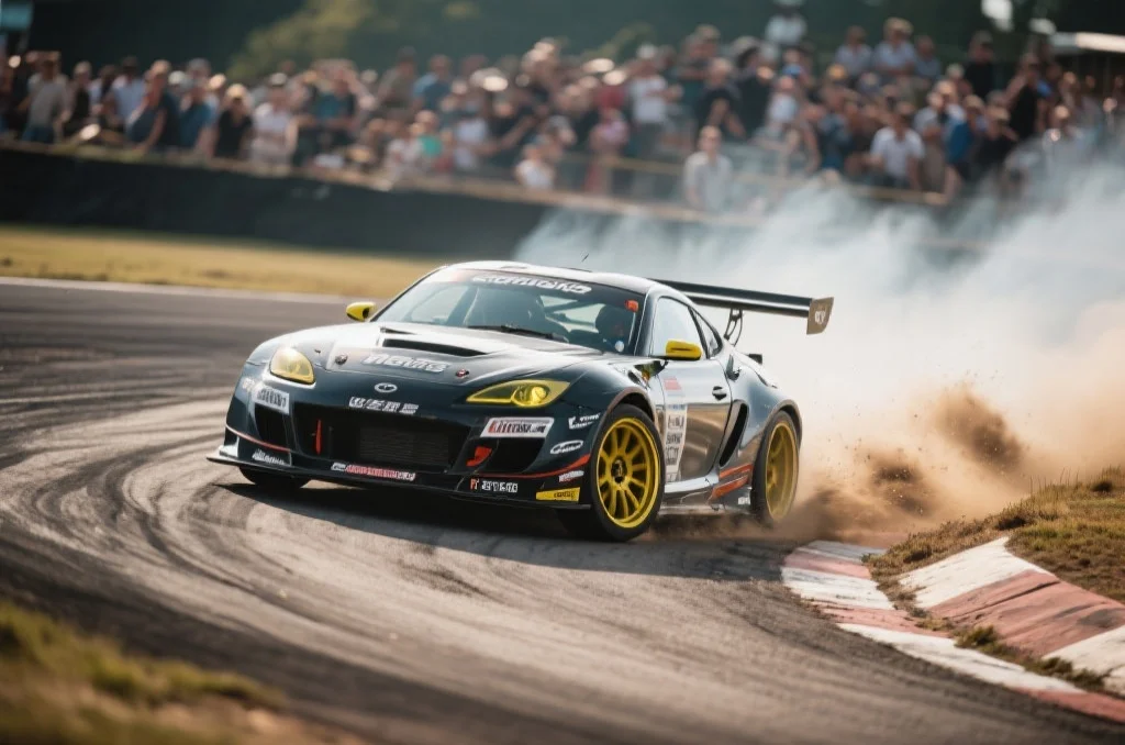 赛车在弯道进行漂移